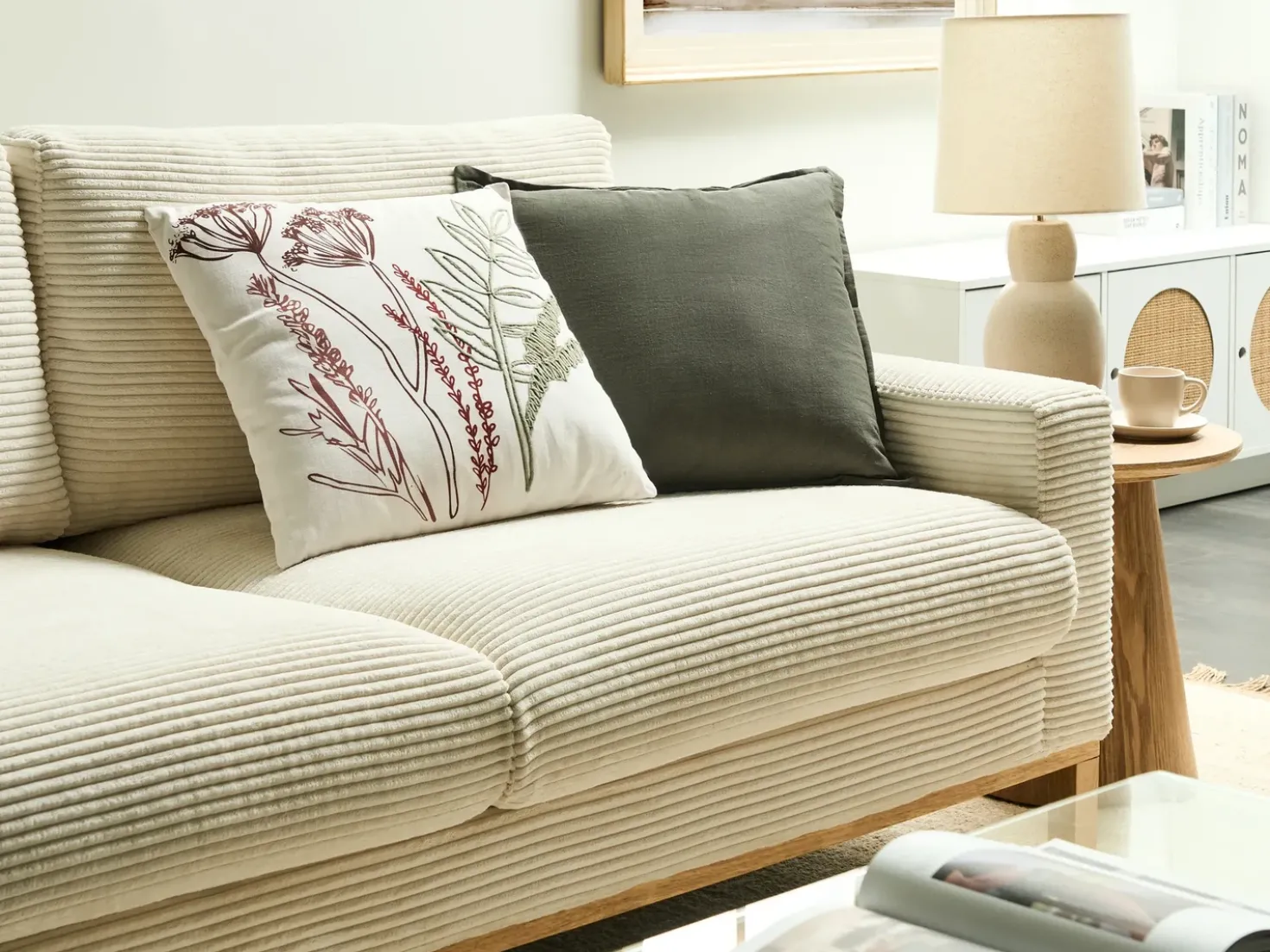 Set di 2 cuscini AGLAIA Cotone 45 x 45 cm Bianco Trama floreale