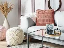 Set di 2 cuscini AKKOY Cotone 45 x 45 cm Arancione Trama geometrica