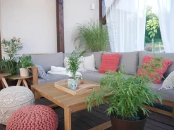 Set di 2 cuscini AKKOY Cotone 45 x 45 cm Arancione Trama geometrica