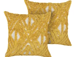 Set di 2 cuscini ALCEA Cotone 45 x 45 cm Giallo Trama geometrica