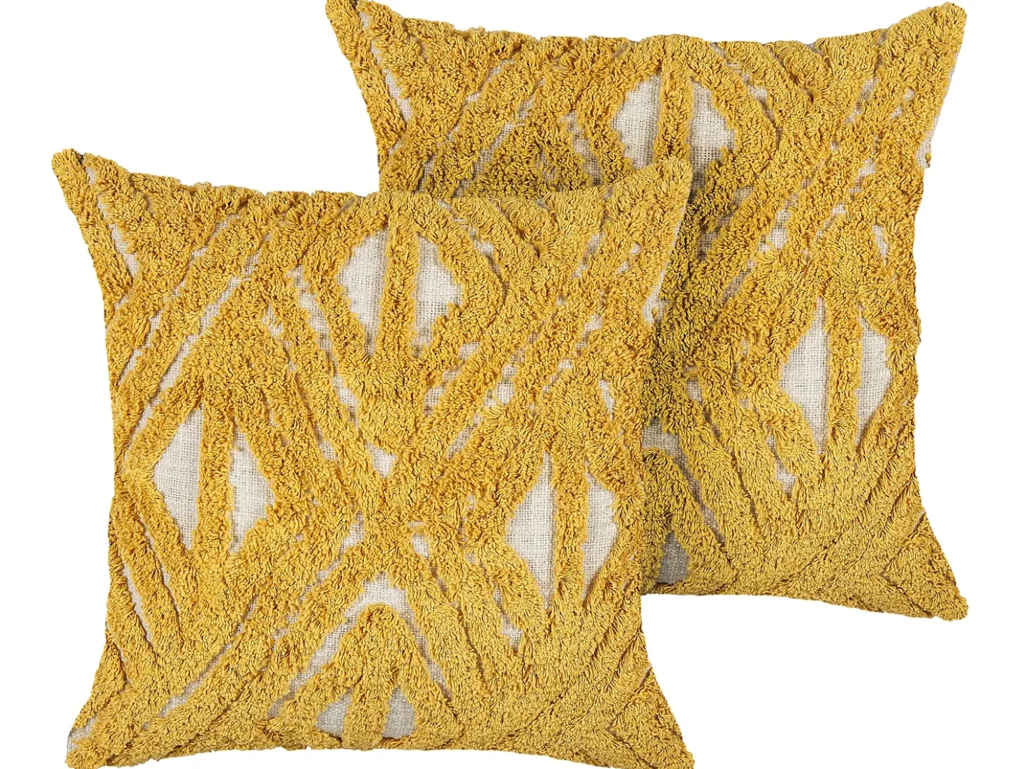 Set di 2 cuscini ALCEA Cotone 45 x 45 cm Giallo Trama geometrica