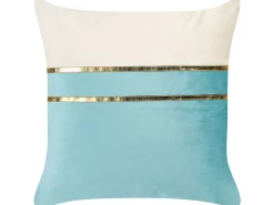 Set di 2 cuscini ALLIUM Velluto 45 x 45 cm Blu A strisce