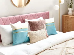 Set di 2 cuscini ALLIUM Velluto 45 x 45 cm Blu A strisce