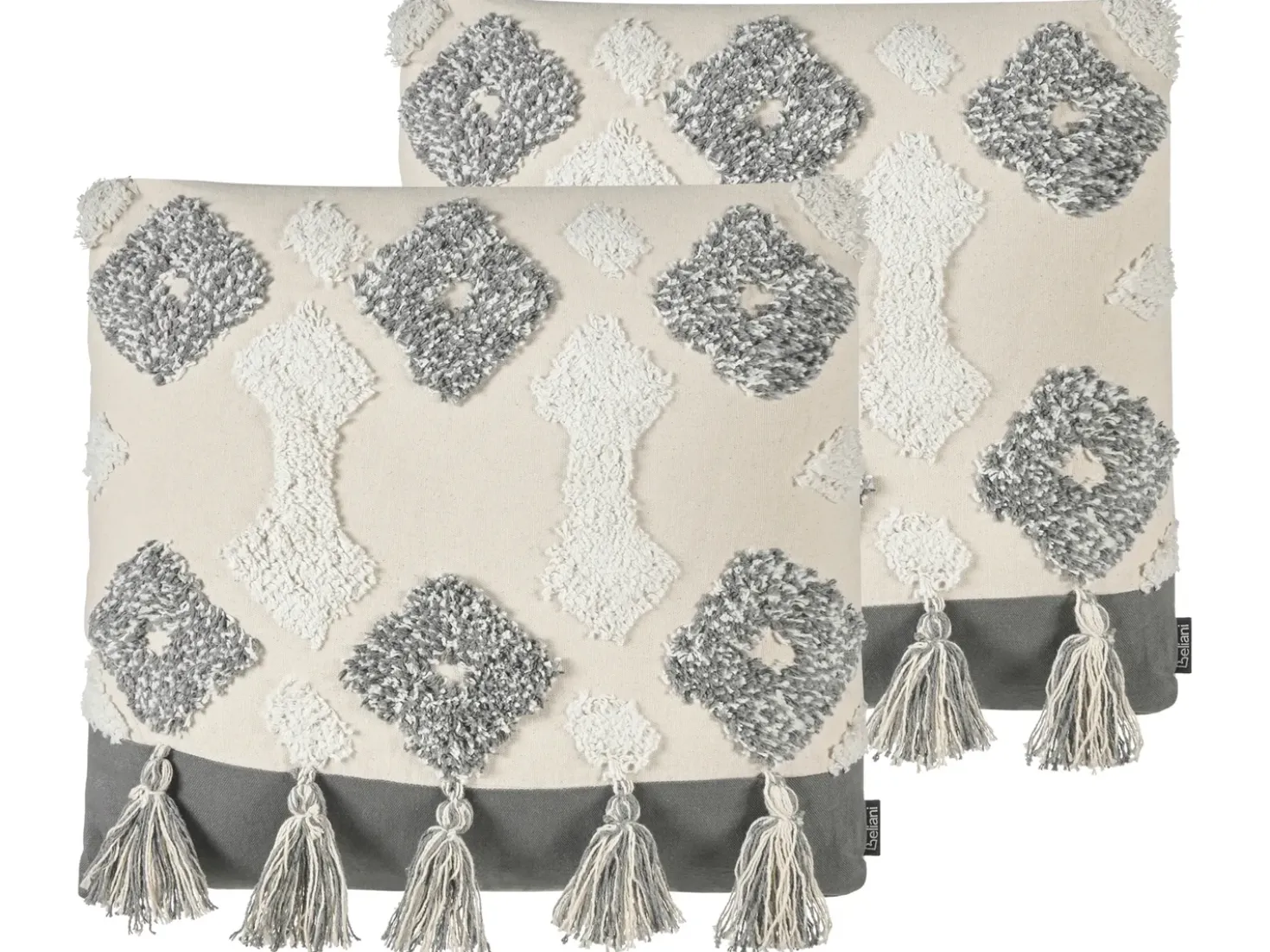 Set di 2 cuscini ALOCASIA Cotone 45 x 45 cm Beige Trama geometrica