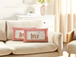 Set di 2 cuscini ALSINE Cotone 30 x 50 cm Rosso A strisce
