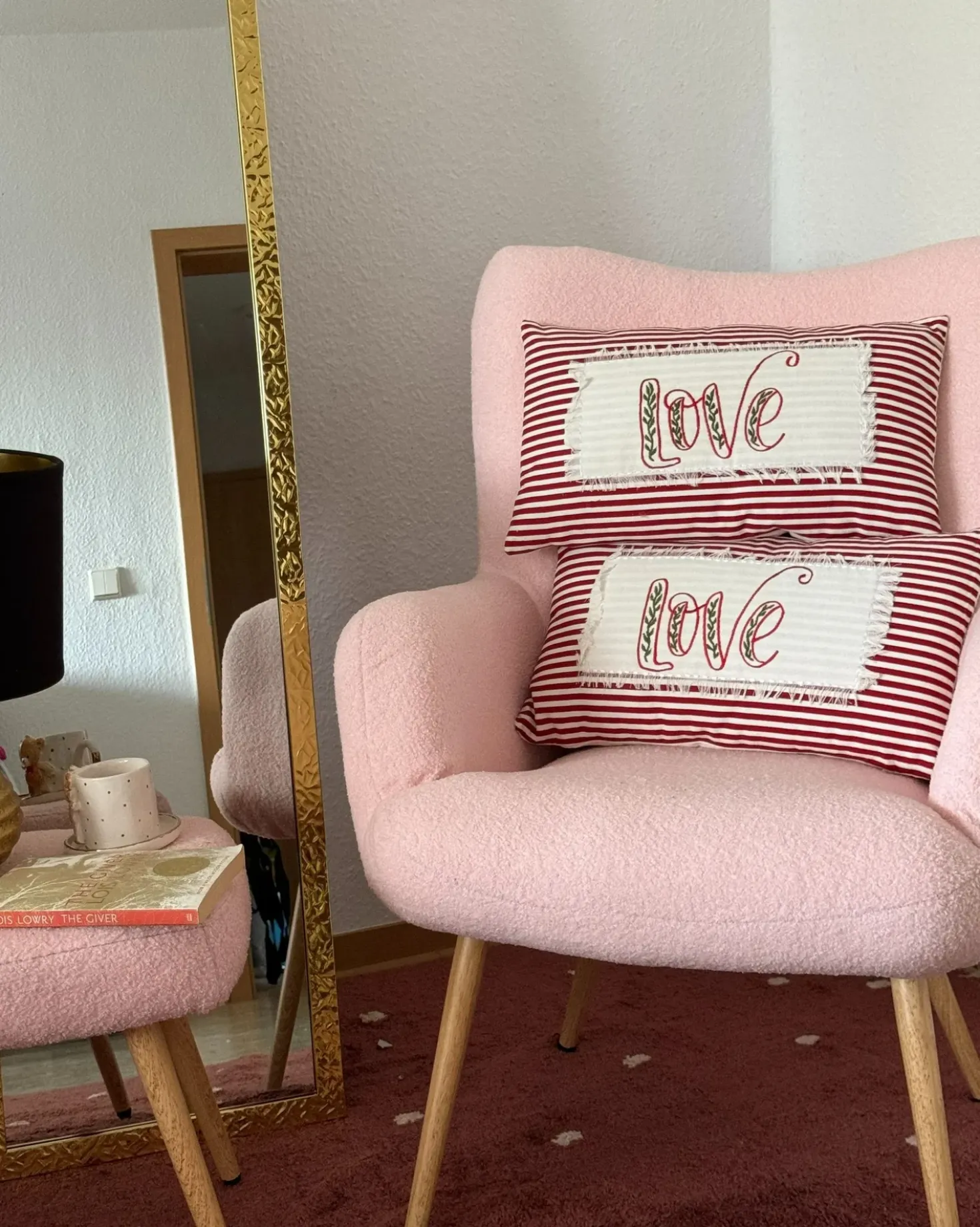 Set di 2 cuscini ALSINE Cotone 30 x 50 cm Rosso A strisce