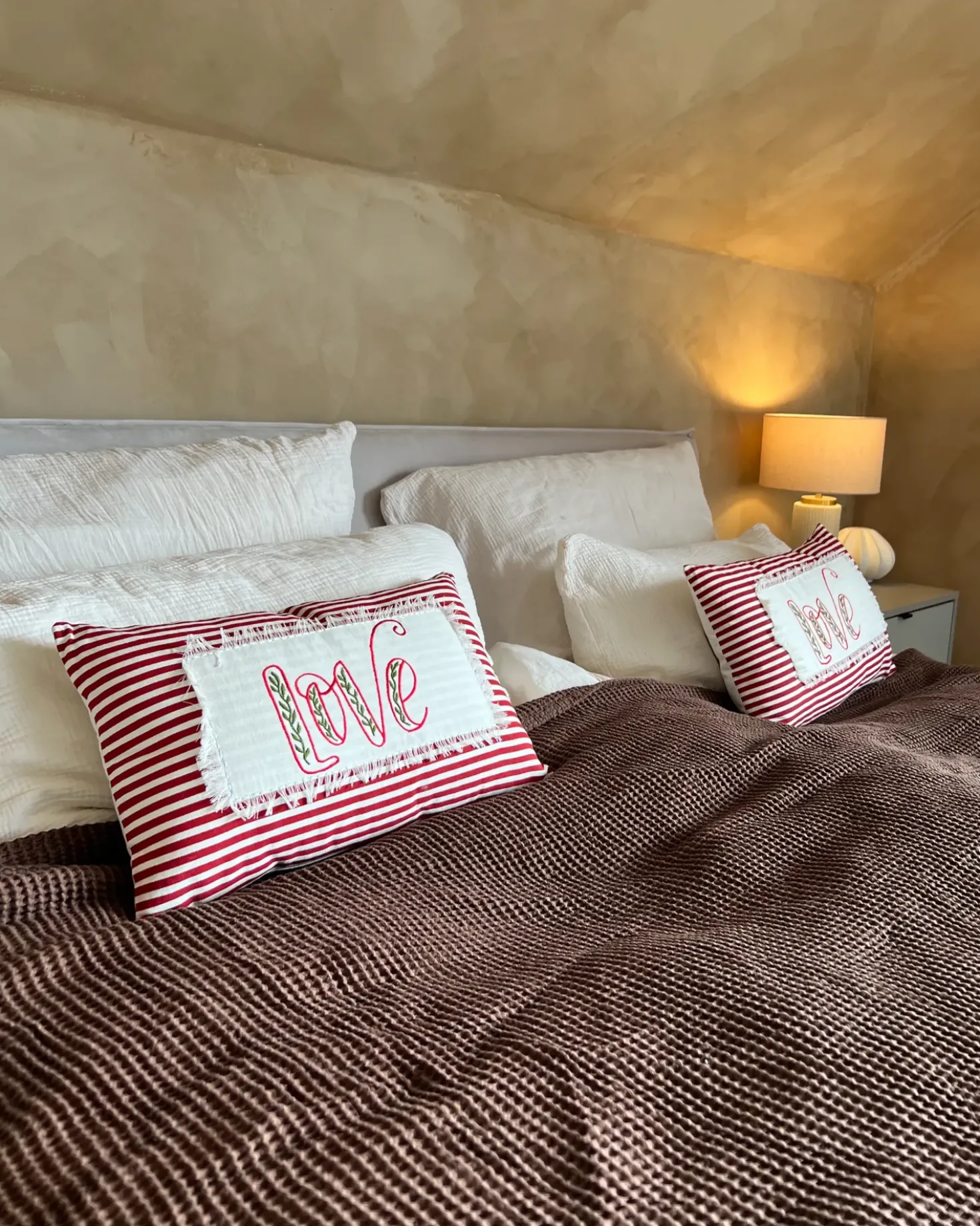 Set di 2 cuscini ALSINE Cotone 30 x 50 cm Rosso A strisce