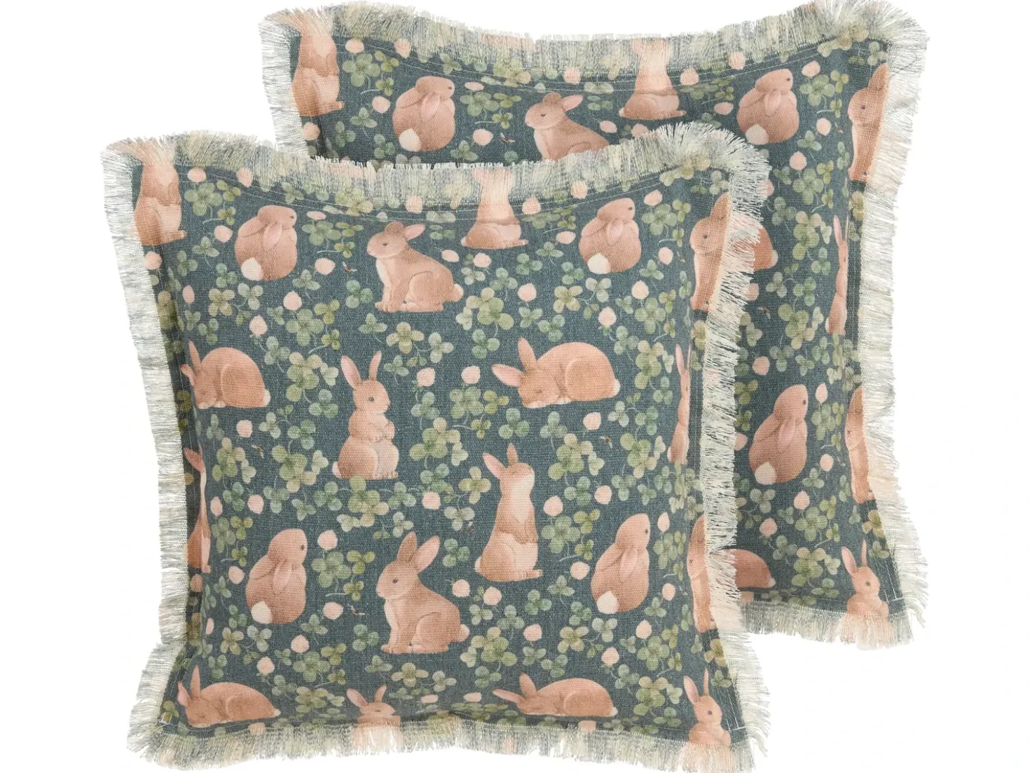 Set di 2 cuscini ALSTROEMERIA Cotone 45 x 45 cm Verde Trama animale
