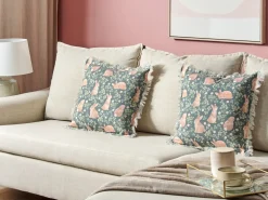 Set di 2 cuscini ALSTROEMERIA Cotone 45 x 45 cm Verde Trama animale