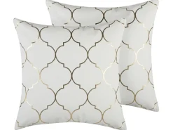 Set di 2 cuscini ALYSSUM Cotone 45 x 45 cm Bianco Trama Trellis