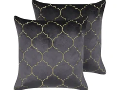 Set di 2 cuscini ALYSSUM Velluto 45 x 45 cm Grigio Trama Trellis