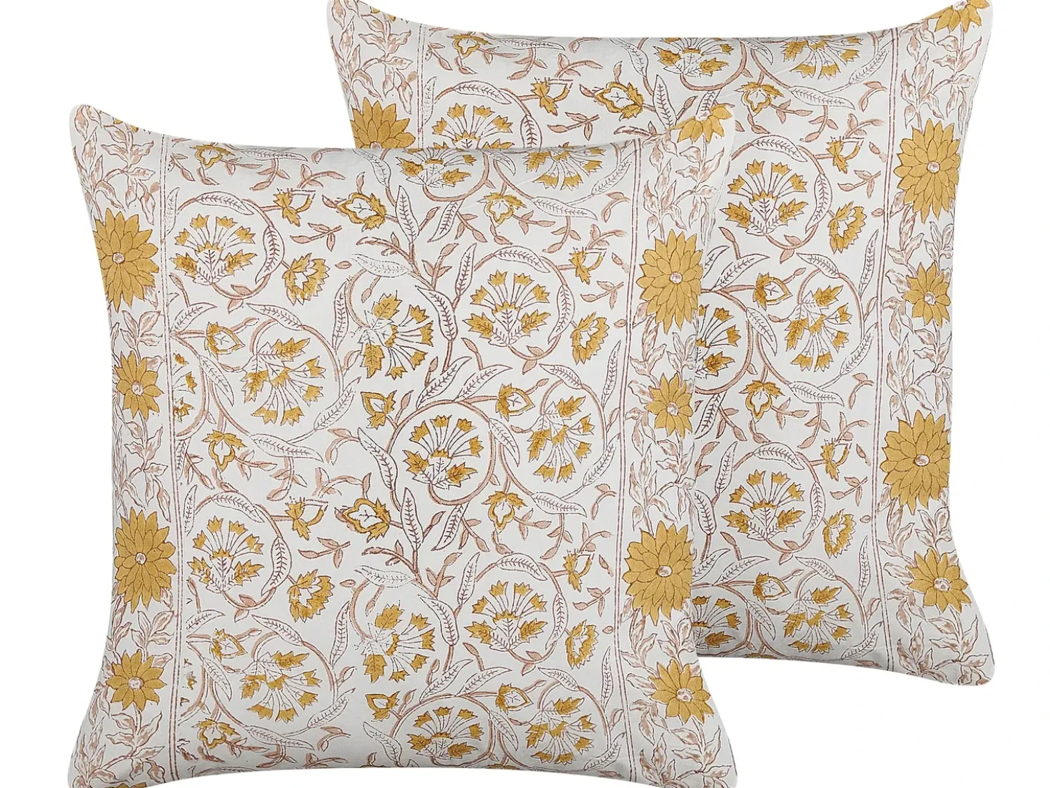 Set di 2 cuscini AMARA Cotone 45 x 45 cm Giallo Trama floreale