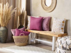 Set di 2 cuscini AMARA Cotone 45 x 45 cm Giallo Trama floreale