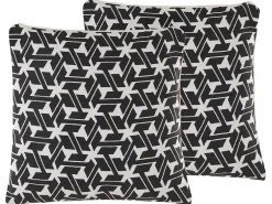 Set di 2 cuscini ANDIRIN Cotone 45 x 45 cm Nero Trama geometrica