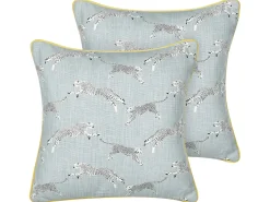 Set di 2 cuscini ARALES Cotone 45 x 45 cm Grigio chiaro Trama animale