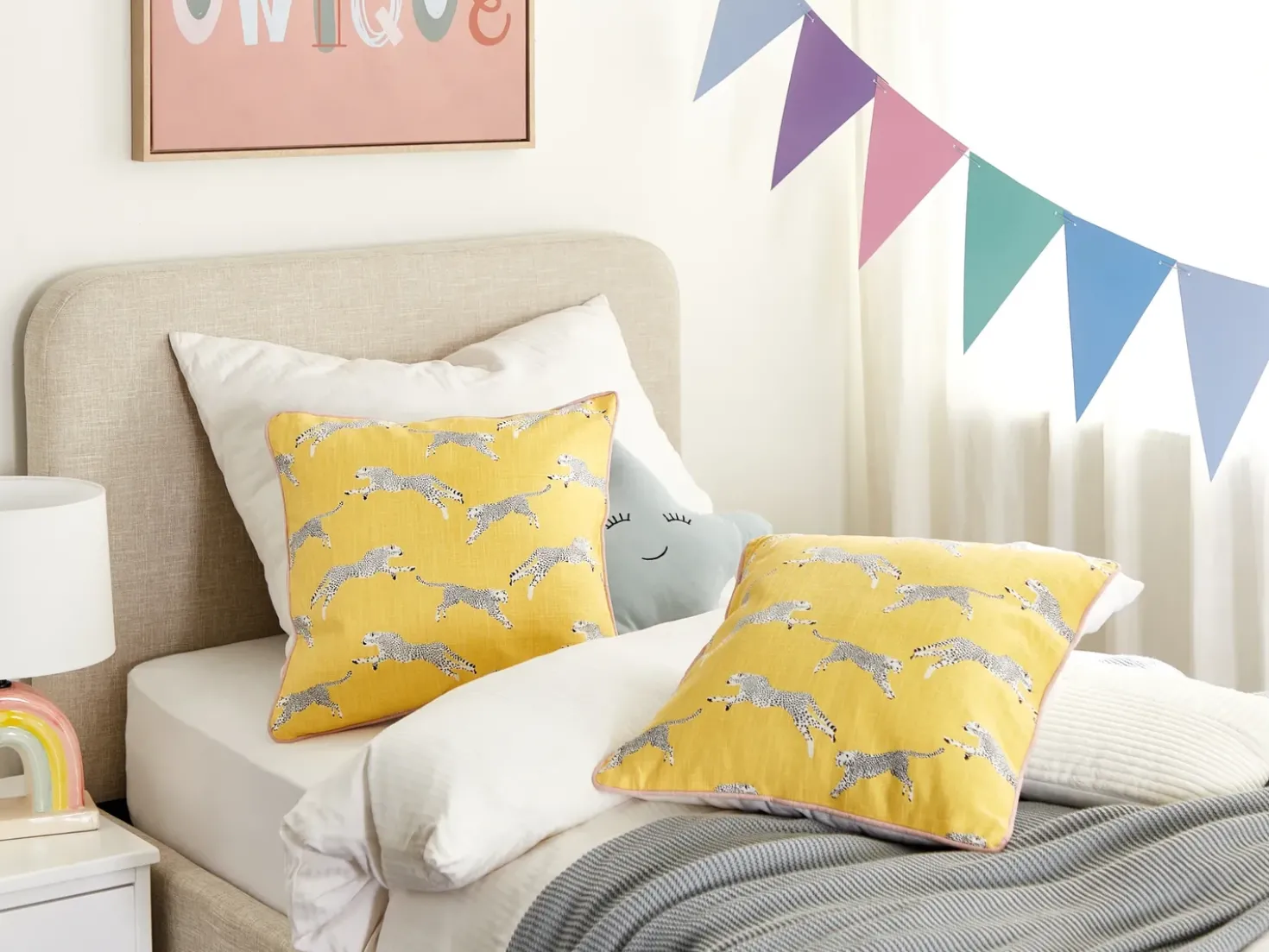 Set di 2 cuscini ARALES Cotone 45 x 45 cm Giallo Trama animale