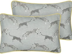 Set di 2 cuscini ARALES Cotone 30 x 50 cm Grigio chiaro Trama animale