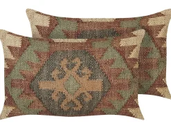 Set di 2 cuscini ARVEN Iuta 30 x 50 cm Marrone Trama orientale