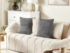 Set di 2 cuscini ASPIDISTRA Velluto 45 x 45 cm Grigio Trama geometrica