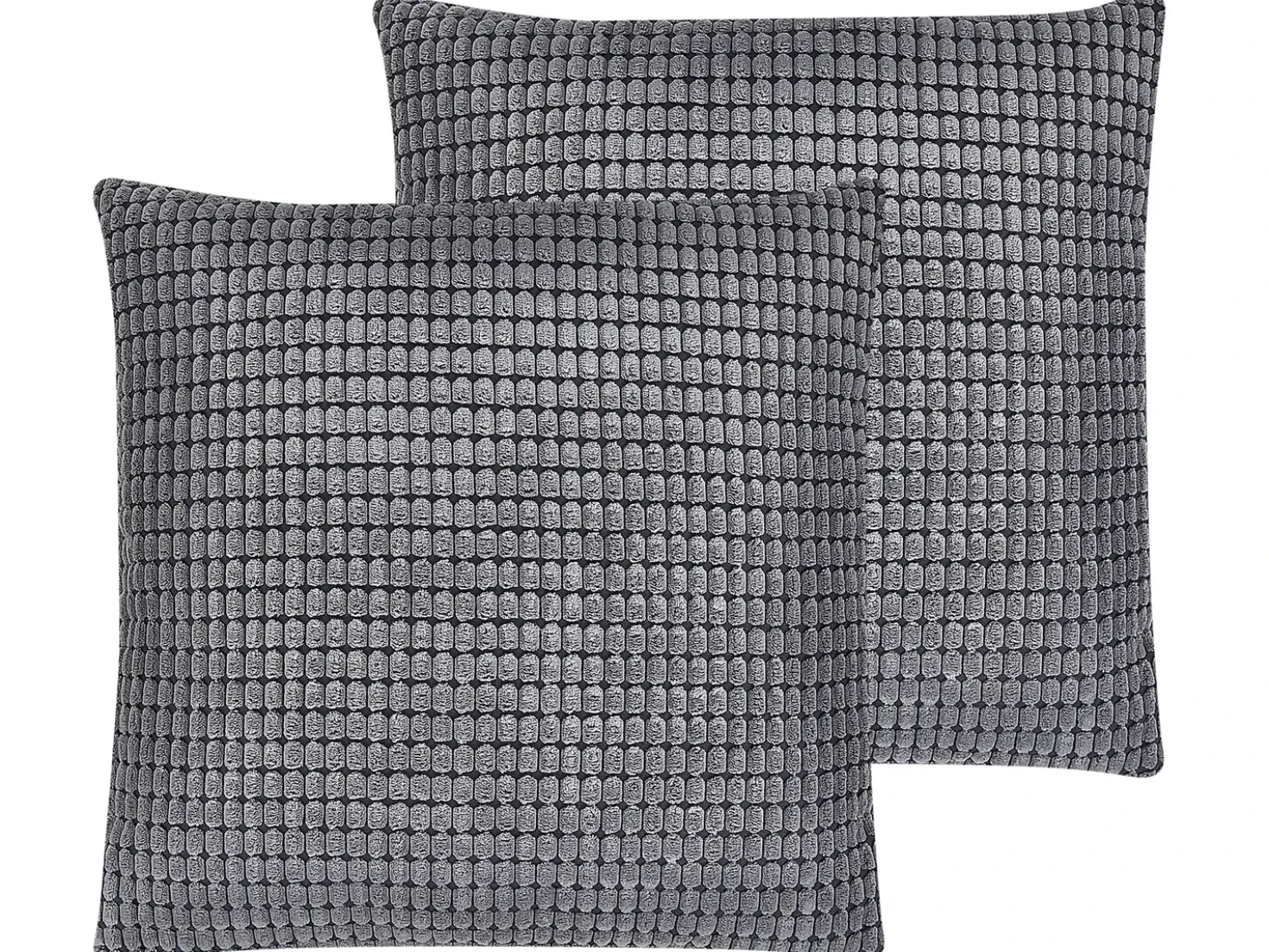 Set di 2 cuscini ASPIDISTRA Velluto 45 x 45 cm Grigio Trama geometrica