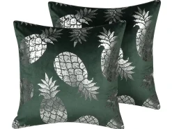Set di 2 cuscini ASTILBE Velluto 45 x 45 cm Verde scuro Trama di piante