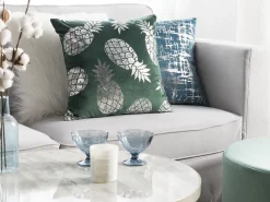 Set di 2 cuscini ASTILBE Velluto 45 x 45 cm Verde scuro Trama di piante