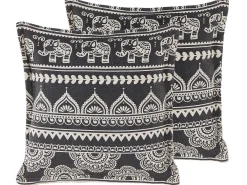 Set di 2 cuscini ATABAGI Cotone 45 x 45 cm Nero Trama orientale