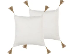 Set di 2 cuscini AZALEA 45 x 45 cm Beige chiaro Tinta unita