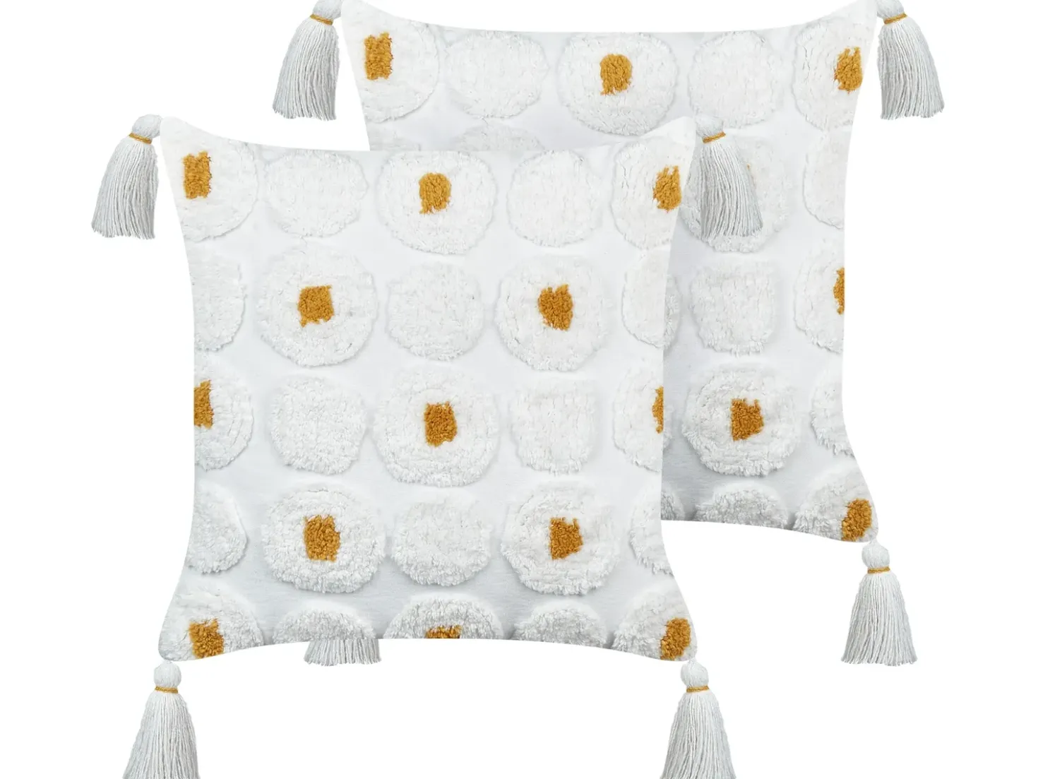 Set di 2 cuscini AZALIA Cotone 45 x 45 cm Bianco Trama floreale