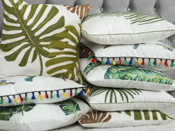 Set di 2 cuscini AZAMI Cotone 45 x 45 cm Verde scuro Trama di piante