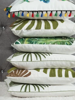 Set di 2 cuscini AZAMI Cotone 45 x 45 cm Verde scuro Trama di piante