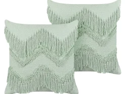 Set di 2 cuscini BACOPA Cotone 45 x 45 cm Verde Trama Chevron