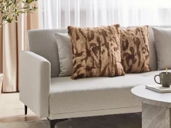 Set di 2 cuscini BAKIRA Finta pelliccia 45 x 45 cm Marrone Trama astratta