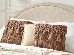 Set di 2 cuscini BAMIAN Cotone 45 x 45 cm Marrone chiaro Trama geometrica