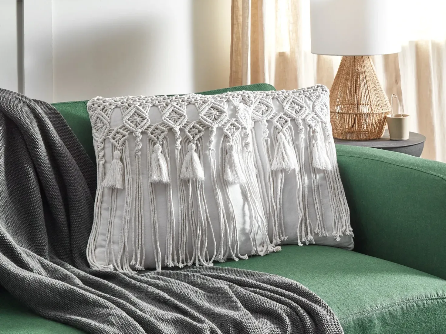 Set di 2 cuscini BAMIAN Cotone 45 x 45 cm Bianco sporco Trama geometrica