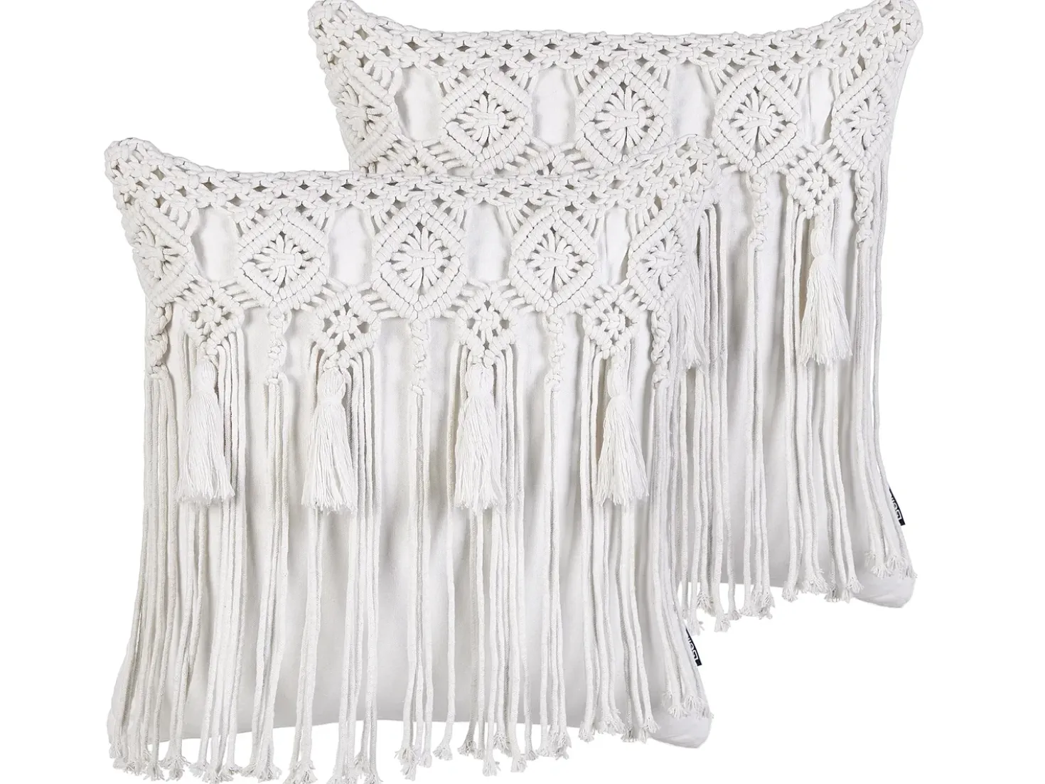 Set di 2 cuscini BAMIAN Cotone 45 x 45 cm Bianco sporco Trama geometrica