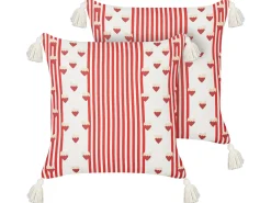 Set di 2 cuscini BANKSIA Cotone 45 x 45 cm Rosso A strisce
