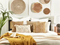 Set di 2 cuscini BANYAN Cotone 45 x 45 cm Beige sabbia Trama geometrica