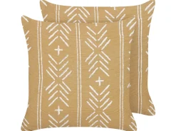 Set di 2 cuscini BANYAN Cotone 45 x 45 cm Beige sabbia Trama geometrica