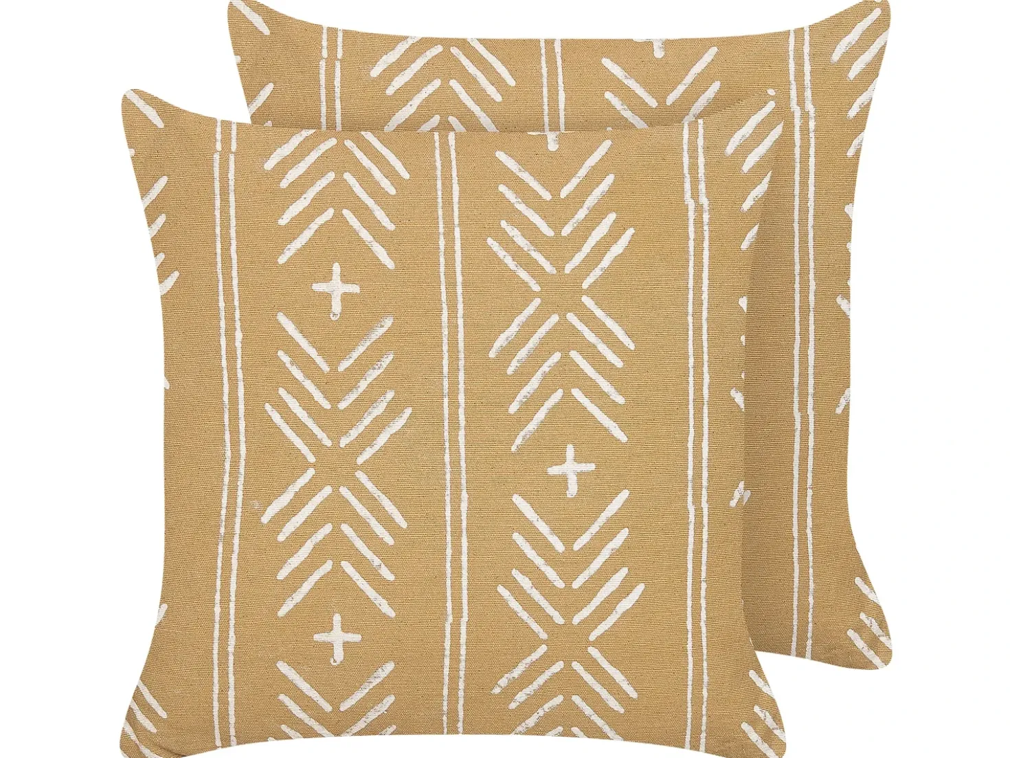 Set di 2 cuscini BANYAN Cotone 45 x 45 cm Beige sabbia Trama geometrica