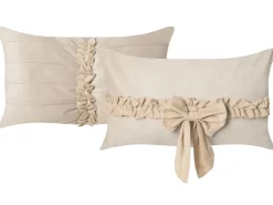 Set di 2 cuscini BELLE Velluto 30 x 50 cm Beige chiaro Tinta unita