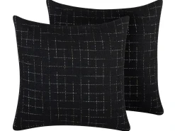 Set di 2 cuscini BELLFLOWER 45 x 45 cm Nero Trama geometrica