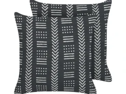 Set di 2 cuscini BENZOIN Cotone 45 x 45 cm Nero Trama geometrica