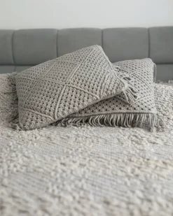 Set di 2 cuscini BESHAM Cotone 45 x 45 cm Grigio Trama geometrica