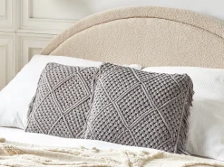 Set di 2 cuscini BESHAM Cotone 45 x 45 cm Grigio Trama geometrica