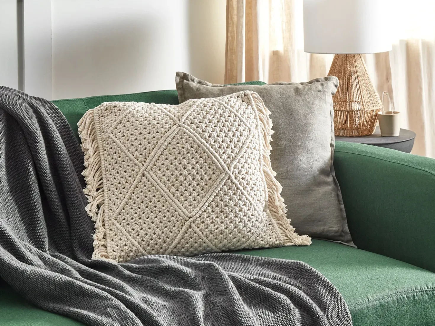 Set di 2 cuscini BESHAM Cotone 45 x 45 cm Beige chiaro Trama geometrica