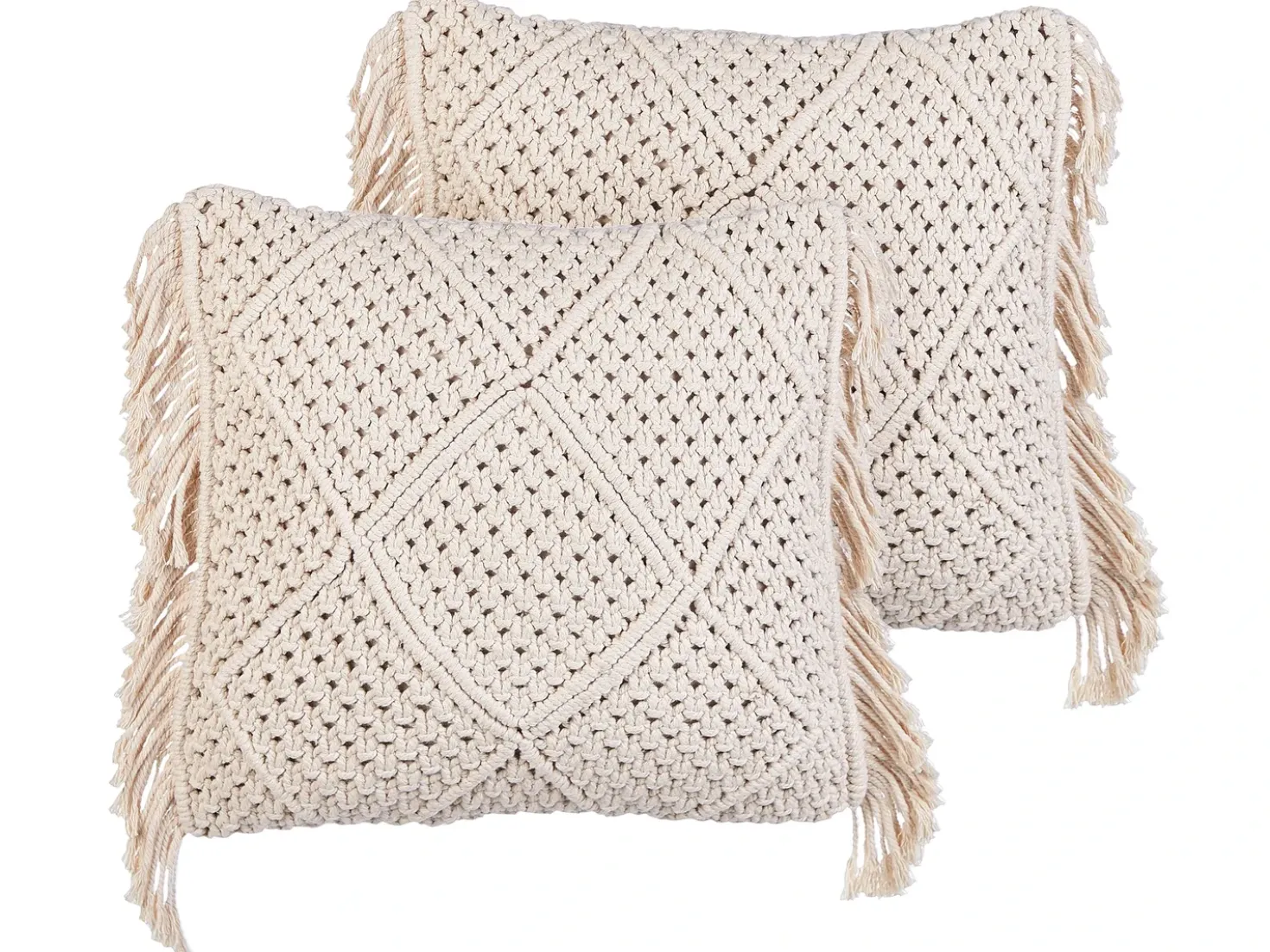 Set di 2 cuscini BESHAM Cotone 45 x 45 cm Beige chiaro Trama geometrica