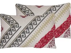 Set di 2 cuscini BETULA Cotone 30 x 50 cm Beige Trama geometrica