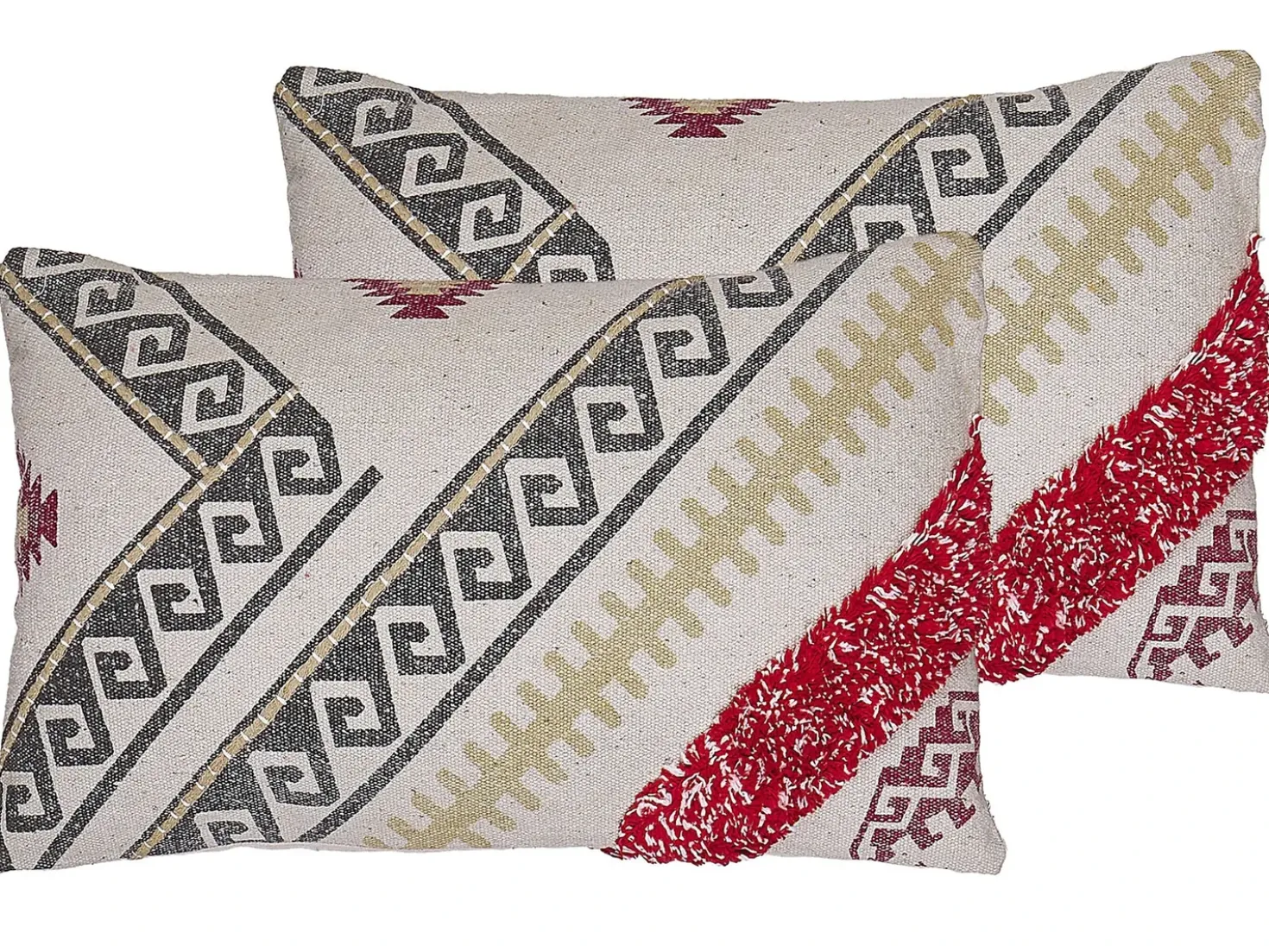 Set di 2 cuscini BETULA Cotone 30 x 50 cm Beige Trama geometrica