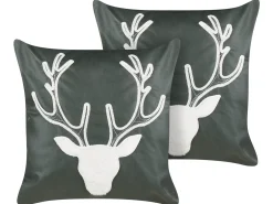 Set di 2 cuscini BICOCCA Velluto 45 x 45 cm Verde scuro Modello natalizio